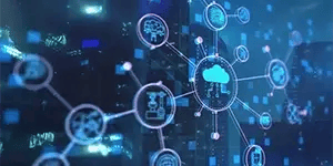 conceptual image of connected digital nodes