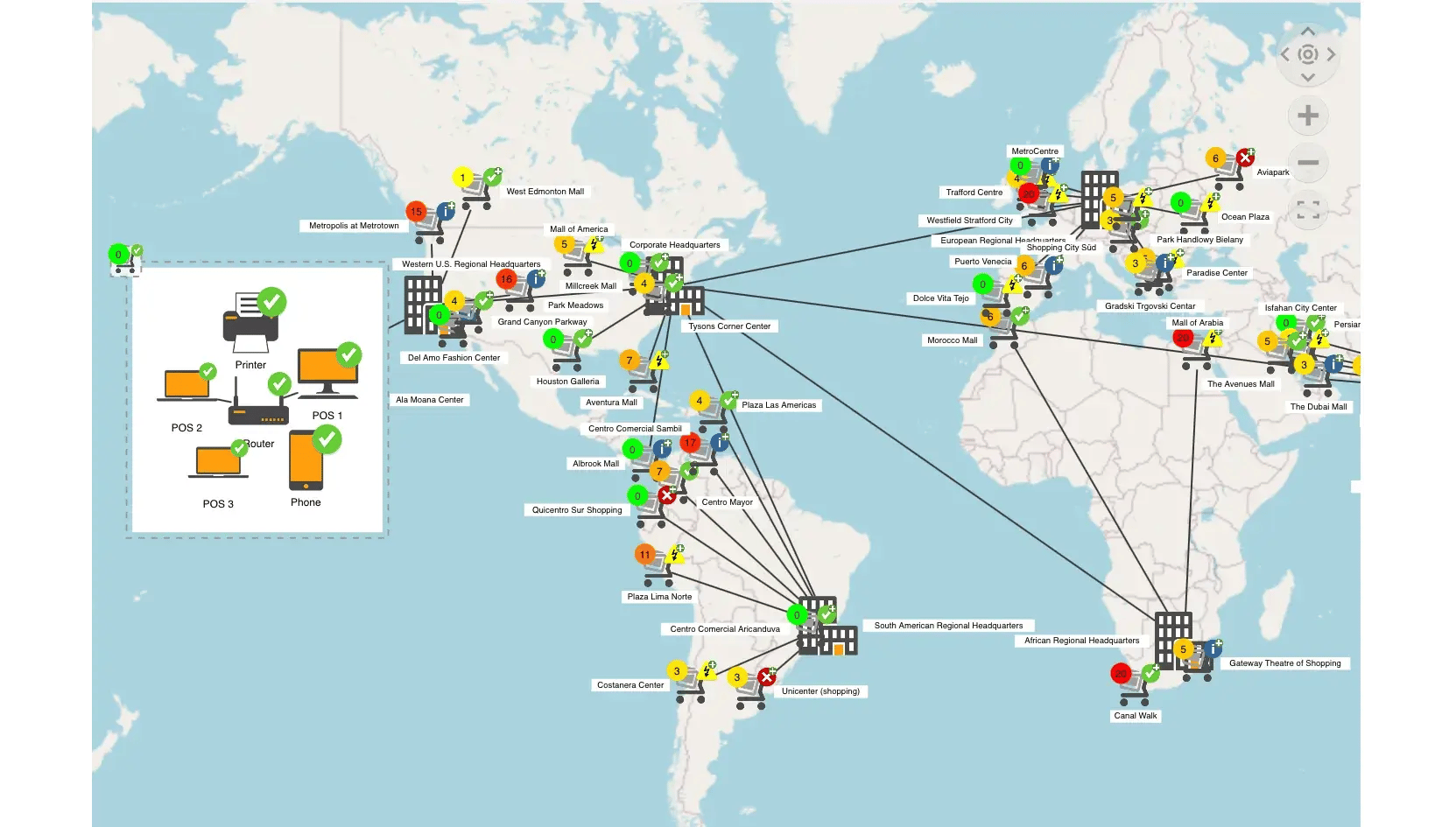 Example Retail Network application built with Tom Sawyer Perspectives.