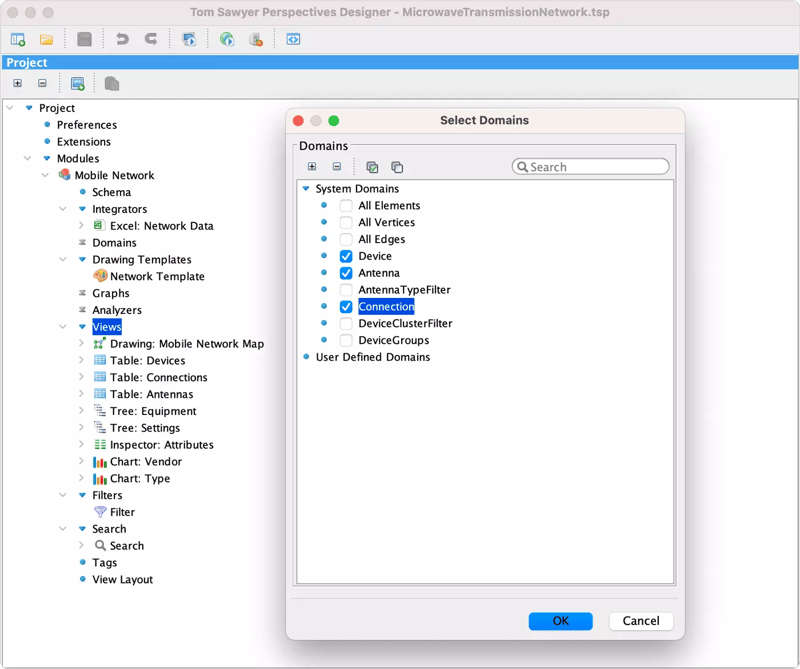 View domain options in Perspectives