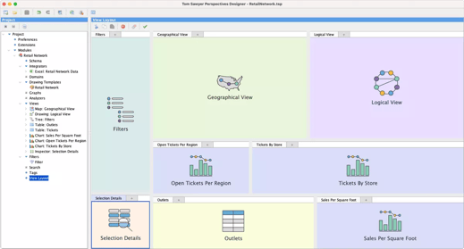 The Perspectives view layout editor