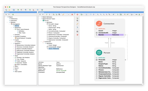 Tom Sawyer Perspectives low-code point-and-click Designer enables rapid application development.
